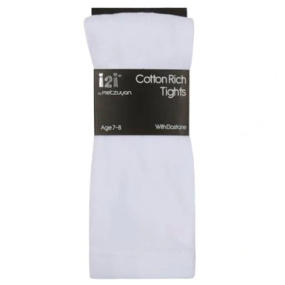 Image of I2I Childrens 3 Pair Girls Tights Back to School Plain Coloured Cotton Rich New White