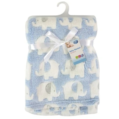 Image of Genuine&quot;First Steps&quot; Luxury Soft Fleece Baby Blanket in Cute Elephant Design 75 x 100cm for Babies from Newborn