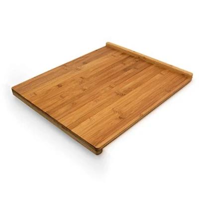 Image of Relaxdays Bamboo Chopping Board, HxWxD: ca 2.5 x 38 45 cm, No Slip, with Double Counter Edge,Double Sided, Natural Brown