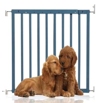 Image of Bettacare Chunky Wooden Screw Fit Dog Gate, 63.5cm 105.5cm, Azure Blue, Gate Pet Stair Puppy Stylish and Practical Safety Barrier
