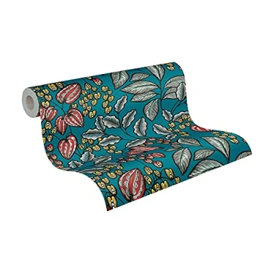 Image of Architects Paper Floral Wallpaper FloralImpression Non Woven 10.05 m x 0.53 Blue Yellow Red Made in Germany 377542 37754 2