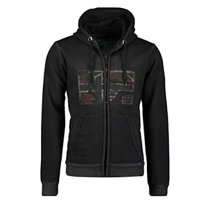 Image of Geographical Norway Gotz Men Men&#039;s Zip Hoodie Comfortable Sweatshirt Logo Long Sleeve Warm Spring Summer Fall Winter Season (Black M)
