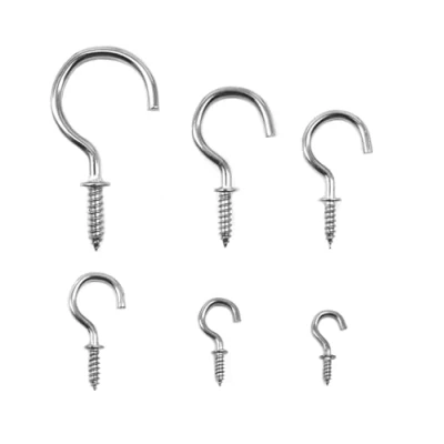 Image of AKORD 75 Pieces Multi Size Nickel Plated Metal Screw in Ceiling Hooks Cup Hook