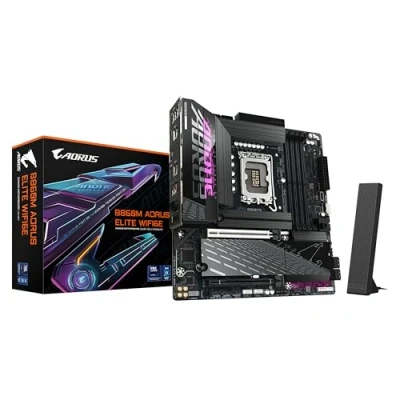 Image of GIGABYTE B860M AORUS ELITE WIFI6E Motherboard Intel Core Ultra Series CPUs, 12+1+2+1 Phases VRM, up to 9200MHz DDR5, 1xPCIe 5.0 + 2xPCIe 4.0 M.2, 2.5GbE LAN, WIFI 6E, Thunderbolt