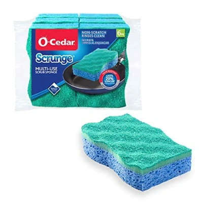 Image of O Cedar Scrunge Multi Use (Pack of 6) Non Scratch, Odor Resistant All Purpose Scrubbing Sponge Safely Cleans Hard Surfaces in Kitchen and Bathroom, 6 Count 1), Blue