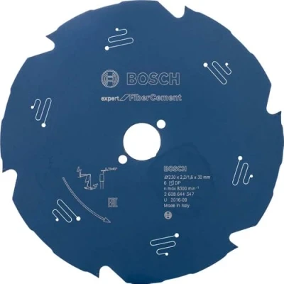 Image of Bosch Professional 2608644347 Expert for Fibre Cement Circular Saw Blade (for Cement, 230 x 30 2.2 mm, 6 Teeth,Circular Accessory), Diameter mm
