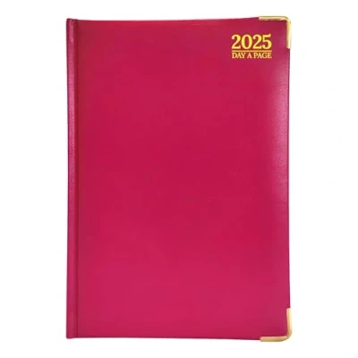Image of G4GADGET A5 Day A Page Diary 2025 Hardback Cover Daily Planner with Hourly Slots Bold &amp; Compact (Pink)
