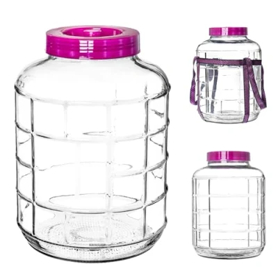 Image of KADAX Glass Jar 8L, Large Fermentation with Plastic Lid, Airlock and Wide Mouth Opening, Airtight for Pickling, Preserving, Wine Container