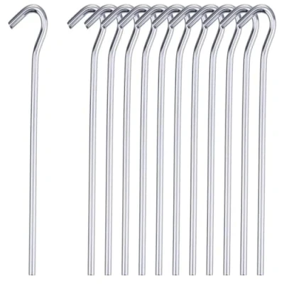Image of Pack of 50 Alloy Steel Long Tent Pegs 9&quot; (23cm) for Camping, Gazebos, Tarps, Netting, Football Goals Durable Hooks Ground Garden Metal Peg Rust Free, Heavy Duty, Strong Galvanised Silver