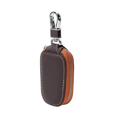 Image of Car key Case, Smart Holder Protection PU Leather Chain bag KeyChain Coin Auto Remote Keyring Wallet (Brown)