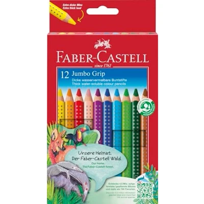 Image of Faber Castell 110912 Jumbo GRIP colored pencils, box of 12, packaging may vary