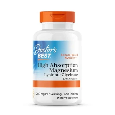 Image of Doctor&#039;s Best, High Absorption Magnesium, 100% chelated with TRAACS, Glycine and Lysine, 120 Vegan Tablets, SOYA Free, Gluten Non GMO