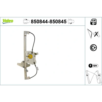 Image of 9221CW Window regulator VALEO 850844 Left Front electric without motor with comfort function PEUGEOT: 308 I Hatchback