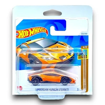 Image of Hot Wheels Lamborghini Huracan Sterrato (Orange &amp; Black) 6/10 HW Dirt 2024 222/250 (Short Card) includes a KLAS Car Keeper Protector Case HRY87