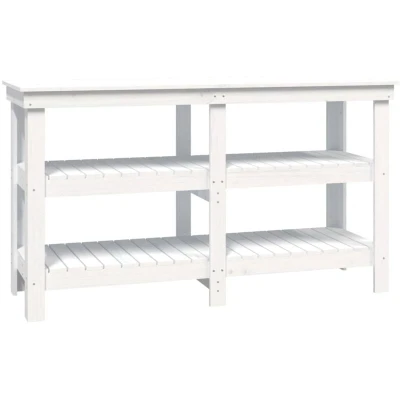 Image of vidaXL Work Bench White 142.5x50x80 cm Solid Wood Pine