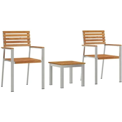 Image of vidaXL 3 Piece Garden Dining Set Solid Wood Teak