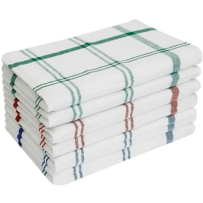 Image of Infinity Tea Towels Kitchen Cotton Towel Sets Super Absorbent Cloth, Quick Dry Cloths Lint free &amp; Fade Resistant (6, Gingham Towel)