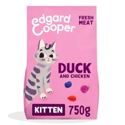 Image of Edgard Cooper Natural Dry Kitten Food (Duck and Chicken, 750g) Grain &amp; Gluten Free, ingedients fresh meat, full of essential amino acids for healthy insides