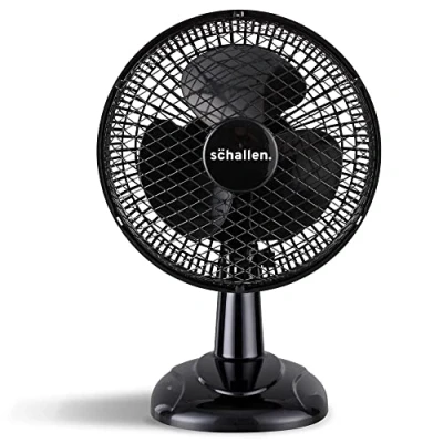 Image of Schallen 6&quot; Small Electric Modern Portable Air Cooling Fan with Tilt Feature for PC, Worktop, Desk, Office, Home &amp; Travel Use (Black)
