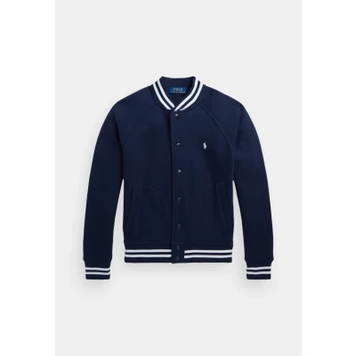 Image of Polo Ralph Lauren Fleece Baseball Jacket Zipup sweatshirt for kids, Size: 8y, Refined navy