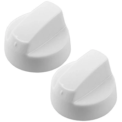 Image of Spares2go White Control Knobs for Bush Oven Cooker &amp; Hob (Pack of 2 + Adaptors)