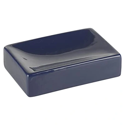 Image of 4pcs Dark Blue Ceramic Bathroom Accessory Dispenser Toilet Brush Dish Set (Soap Dish)