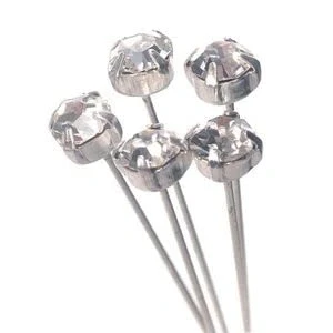 Image of OASIS® Faux Diamond Pins (6mm head, 6.5cm gold pin pack of 12)