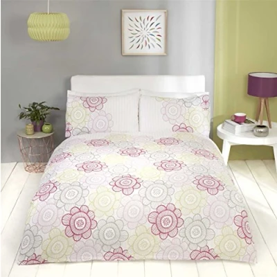 Image of Rapport Home Pink Single Quilt Duvet Cover Bedding Bed Set Floral Sunflower Modern