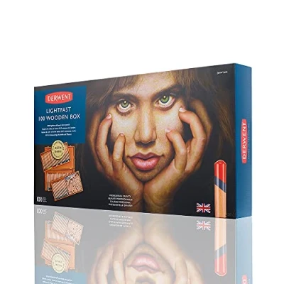 Image of Derwent Lightfast Pencils Set Of 100 In Wooden Gift Box, 4mm Round Core, Premium Core Strength, Creamy Texture, Ideal For Fine Art Drawing &amp; Colouring, Professional Quality, 2305693