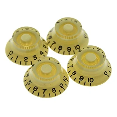 Image of KAISH Pack of 4 American Spec LP Guitar Bell Knobs 24 Fine Spline Top Hat for Les Paul with CTS Split Shaft Pots Cream