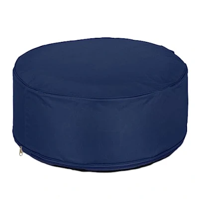 Image of Relaxdays Inflatable Footstool, Outdoor Pouffe for Camping, Garden &amp; Balcony, Round Footrest, Seat, 26 x 56 cm, Blue, Polyester