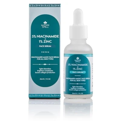 Image of Nature Spell 5% Niacinamide + 1% Zinc Magic Face Serum 30ml Blemish Recovery Minimises Enlarged Pores Improves Skin Texture 100% Vegan Made in the UK