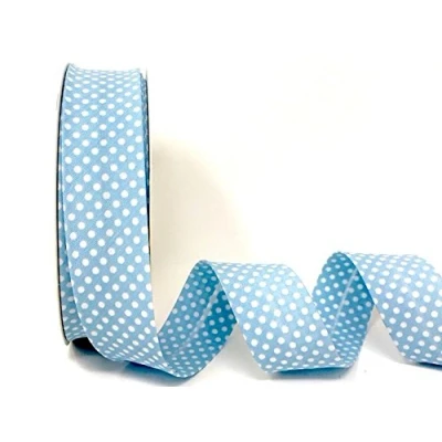 Image of Byetsa Baby Blue 30mm Polka Dot Bias Binding on a 2m Length (N.B. This is Cut from roll)