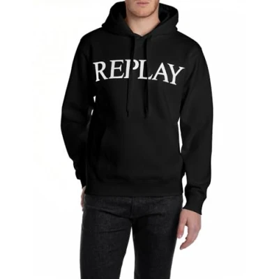 Image of Replay Men&#039;s M3103 Hooded Sweatshirt, 098 Black, L
