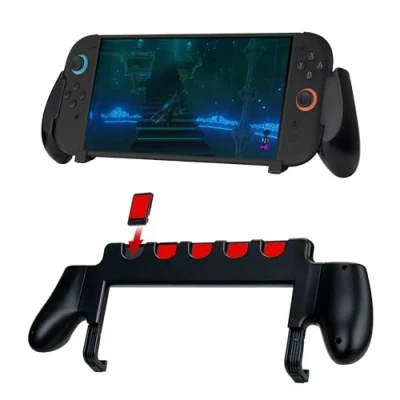 Image of Mcbazel NS2 Console Grip Case, Ergonomic Switch 2 Case with 5 Game Card Slots, Lightweight ABS Material Protection for NS (Black)