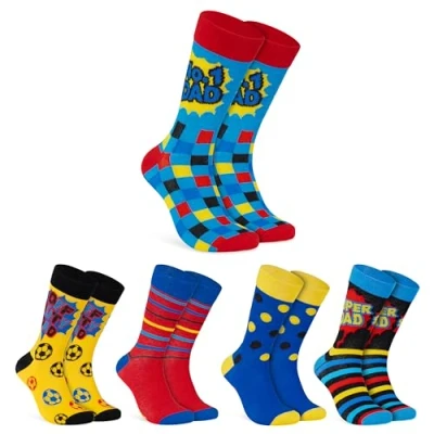 Image of CityComfort Mens Socks Pack of 5 Crew for Men Teenagers Soft Breathable Work Sports Casual Size 7 11 Funny Dad Gifts (Multi Dad)