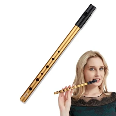 Image of Tin Whistle D,D Whistle,Six Hole Key Of d,Tin Whistles, Irish Whistle,D Whistles Perfect for Traditional Celtic Music Gold(Irish D Tune)