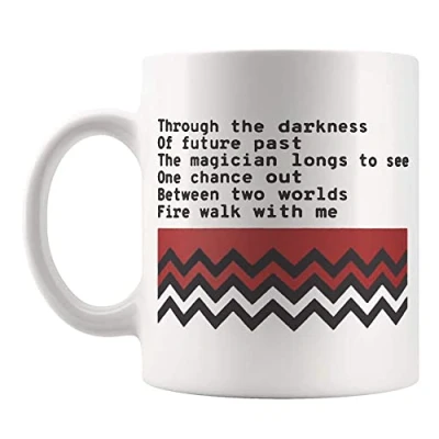Image of PIBONTO Fire Walk with Me Complete Poem Twin Peaks Coffee Mug, 11oz Novelty Mug/Cup, White