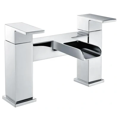 Image of Square Deck Mounted Bath Shower Mixer Tap Chrome