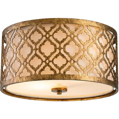 Image of Arabella 2 Light Flush Mount Ceiling Gold, E27