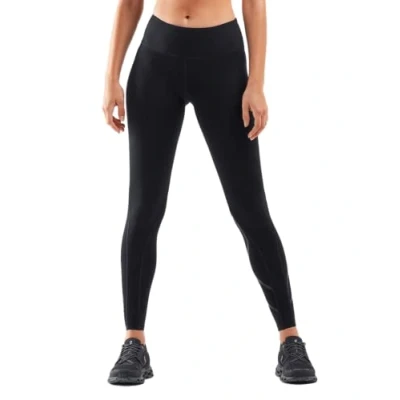 Image of 2XU Women&#039;s Ignition Mid Rise Compression Tights Pants, Black/Black, M
