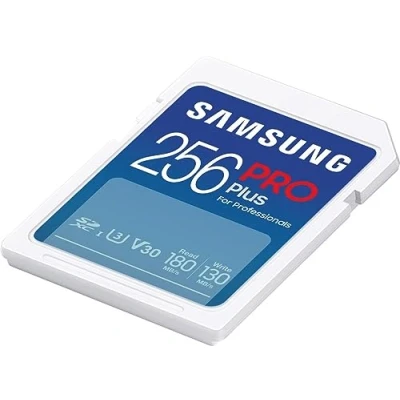 Image of Samsung PRO Plus SD Card, 256GB, UHS I U3, Full HD &amp; 4K UHD, 180MB/s Read, 130MB/s Write, Memory Card for SLR Cameras and System Cameras, MB SD256S/EU
