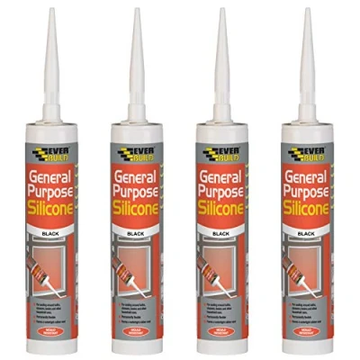 Image of Everbuild 4 X General Purpose Silicone Black 310ml EVBGPSBL