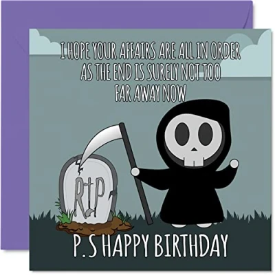 Image of Funny Birthday Cards for Men Women The End is Near Rude Card Mum Dad Brother Sister Friend Cousin Son Daughter Nan Grandad, 145mm x Joke Humour Banter Bday Greeting