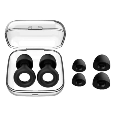 Image of Ear Plugs for Sleep Super Soft, Reusable Hearing Protection in Flexible Silicone Noise Reduction &amp; Flights 6 Tips S/M/L 26dB Cancelling Black