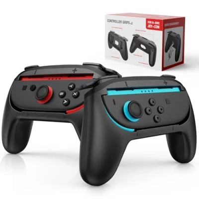 Image of Lmcpa 2 Pack Controller Grips Compatible with 2025 Nintendo Switch Joy Cons, Comfortable JoyCon Holder for Accessories, Black
