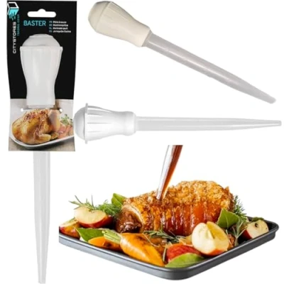 Image of Citystores® CA Traditional Baster Essential Kitchen Gadget for Basting While Roasting Keeps Roasted Meats Succulent Easy Grip Design Durable Heat Resistant Tube Ideal Turkey Chicken BBQ