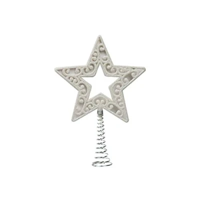 Image of White Luxury Tree decorations, Stylish and Elegant Christmas decorating Pack containing Topper Tinsel (Tree Top Star)