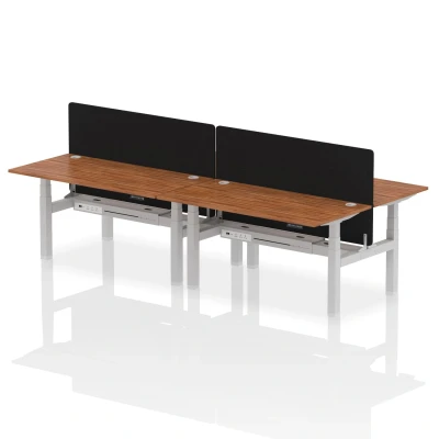 Image of Air B2B 1600x800mm Adjustable 4P Bench Desk CP Walnut/Silver + Screen