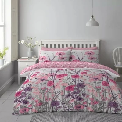 Image of Super Dreamer Complete Bedding Set 4 Piece Hotel Quality Fitted Sheet with Duvet Cover, Pillowcases Reversible Poly Cotton Double Bed Breathable Comforter Cover